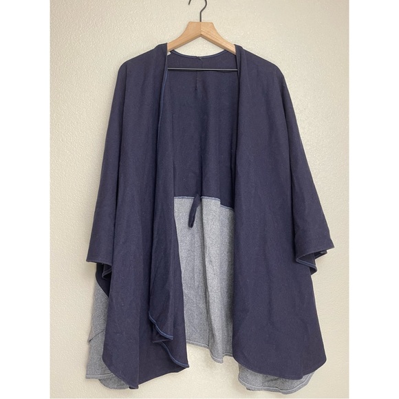 Donni Charm Wool Duo Wonder Cape Poncho OS Colorblock Oversized Drape Slouchy - Picture 6 of 8